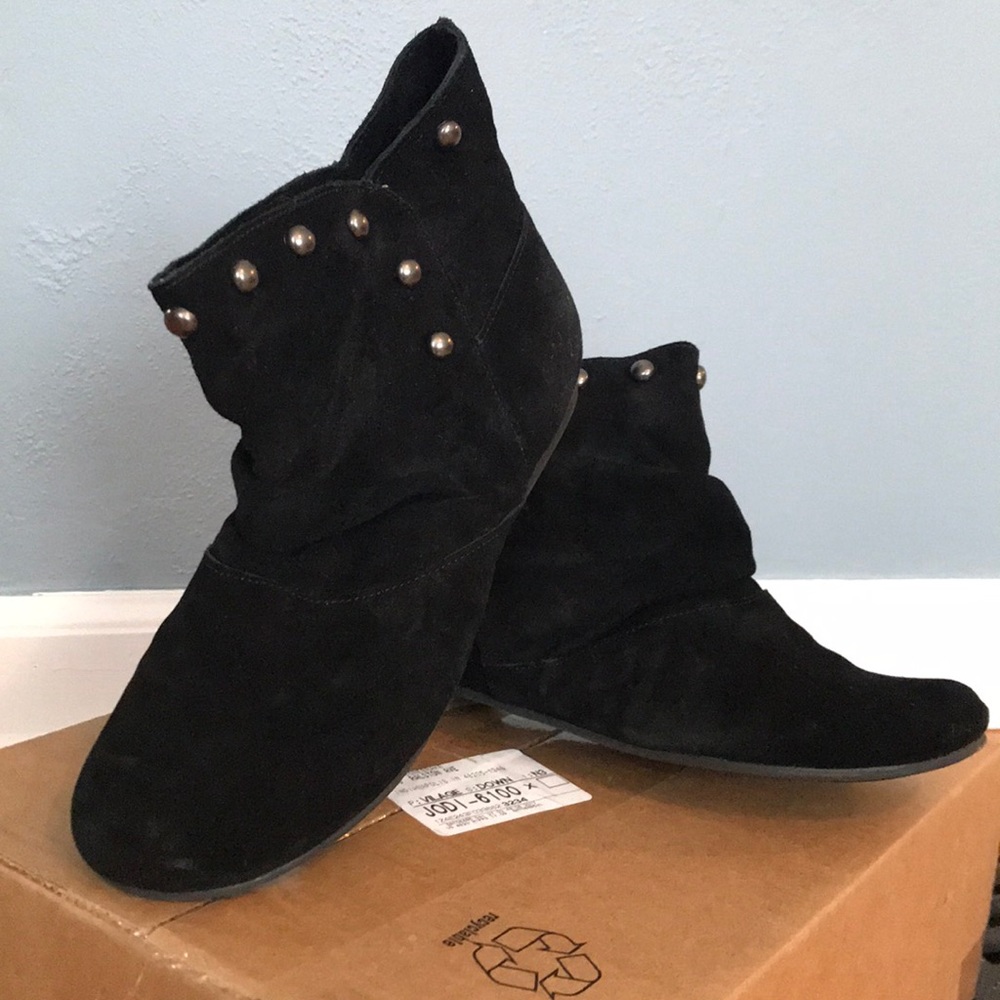 Suede black booties